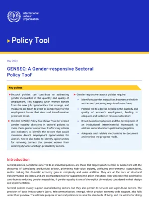 Cover for GENSEC: A Gender-responsive Sectoral  Policy Tool_2024_en
