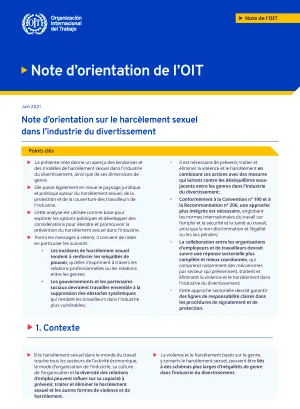 Note d’orientation sur le harcèlement sexuel dans l’industrie du divertissement