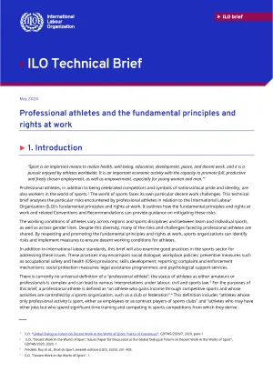Professional Athletes and Fundamental Principles and Rights at Work - ILO Technical Brief - Cover