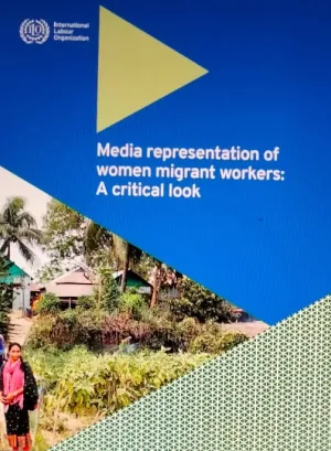 Cover page of report on media portrayal of Bangladeshi women migrant workers 