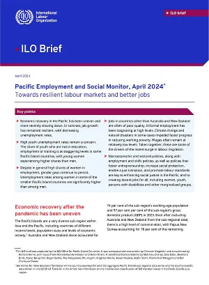 Cover of the Pacific Employment and Social Monitor, April 2024: Towards resilient labour markets and better jobs