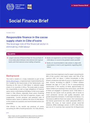 Cover for publication: "Social Finance Brief: Responsible finance in the cocoa supply chain in Côte d’Ivoire"