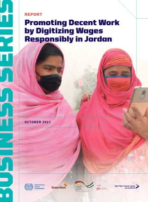 Cover for publication: "Promoting decent work by digitizing wages responsibly in Jordan"
