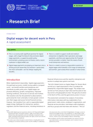 Cover for publication: "Digital wages for decent work in Peru - a rapid assessment"