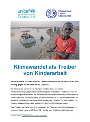 Titelseite der gemeinsamen Publikation von UNICEF und ILO zum Welttag gegen Kinderarbeit am 12. Juni