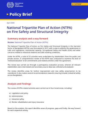 Cover page of the ILO policy brief on Bangladesh's national action plan on fire safety and structural integrity