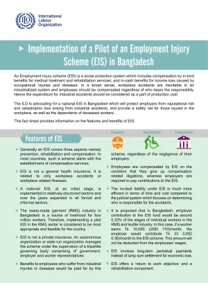 Cover page of the Bangladesh employment injury scheme fact sheet 2022