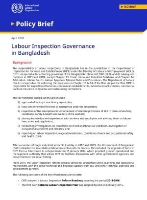 Cover page of the brief on labour inspection governance in Bangladesh