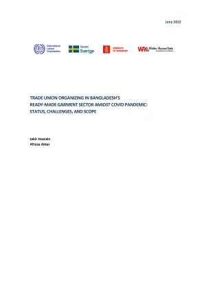 Cover page of trade union organisation in Bangladesh garment sector