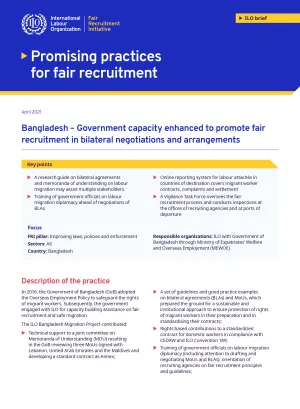 Cover page of the promising practices for fair recruitment in Bangladesh