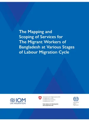 Cover of the report on mapping and scoping services for Bangladesh's migrant workers