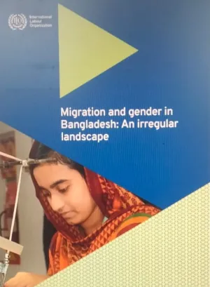Cover of the migration and gender in Bangladesh report