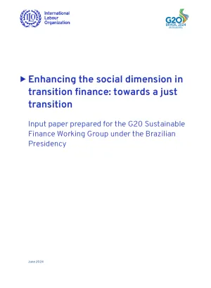 Cover for publication: "Enhancing the social dimension in transition finance: towards a just transition"