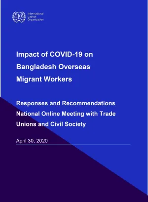Cover of the record of a dialogue on the impact of COVID-19 on Bangladesh's migrant workers