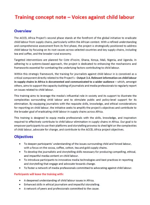 Voices against child labour: Training concept note