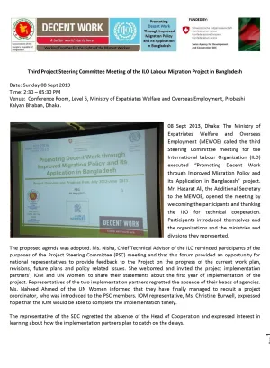Cover page of the proceeding of the migration project steering committee