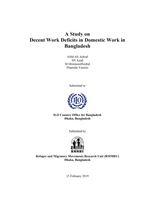 Cover page of the decent work deficits in domestic work in Bangladesh