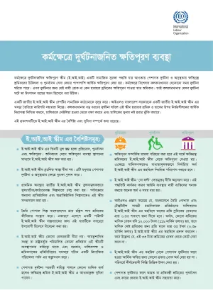 Image of the front page of the Bangladesh employment injury insurance scheme fact sheet in Bangla