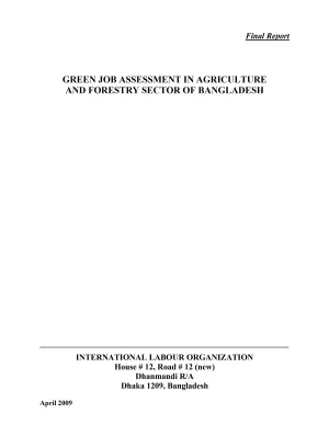 Cover page of the brief on assessment of green jobs in agriculture and forestry in Bangladesh