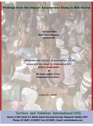 Cover of the impact assessment study of hazardous child labour in the Bidi sector in Bangladesh