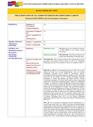Cover page of the ILO annual review brief of Bangladesh