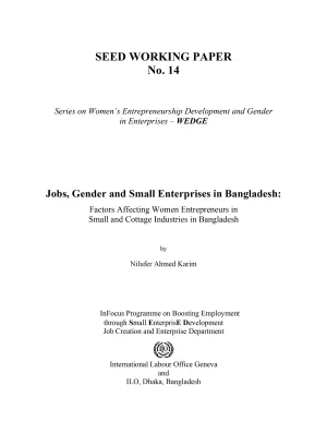 Cover page of the working paper on factors affecting women entrepreneurs in Bangladesh