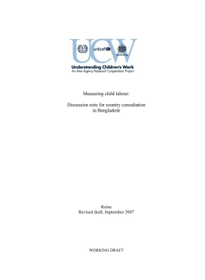 Cover of the ILO-UNICEF-World Bank discussion note on measuring child labour in Bangladesh
