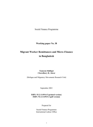 Cover page of the working paper on Bangladeshi migrant remittances