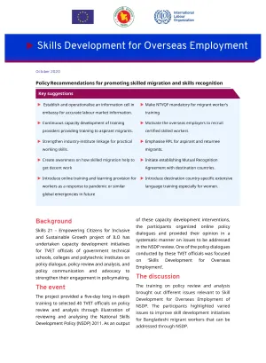 Cover of the Bangladesh brief on skills development for overseas employment