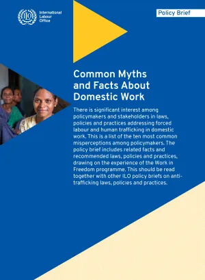 Cover of the policy brief on myths and facts on domestic work