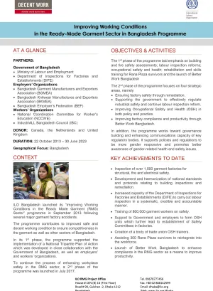Image of the programme fact sheet for improving working conditions in the Bangladesh garment sector