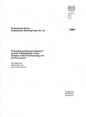 Cover image of the working paper on employment intensive policies in Bangladesh