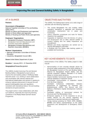 Image of the Bangladesh fire safety project fact sheet