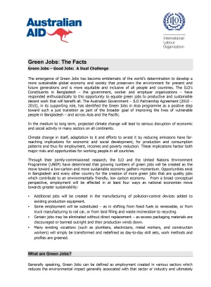 Image of the fact sheet on the facts about green jobs in Bangladesh