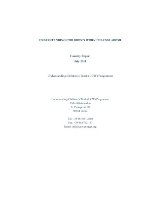 Cover page of the Understanding children's work in Bangladesh