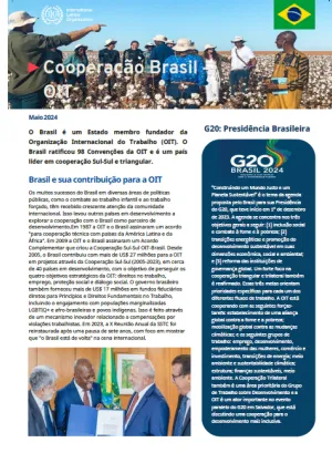 Capa do Folder Cooperação Brasil e OIT 