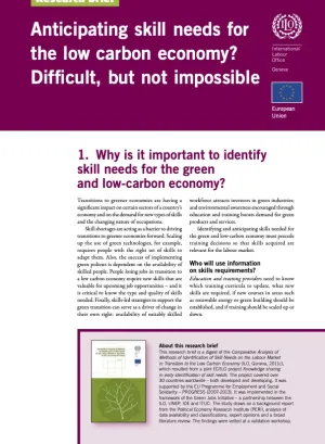 Cover_Anticipating skill needs for the low carbon economy_Difficult, but not impossible