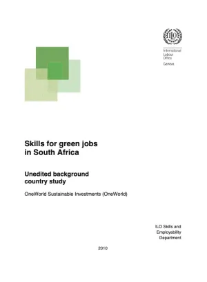 Cover_Skills for green jobs in South Africa 2010