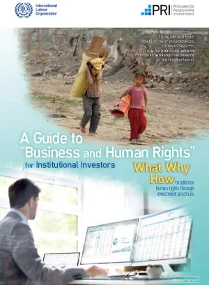 Brochure cover of 'Guide to ‘Business and Human Rights’ for Institutional Investors´ abridged version 
