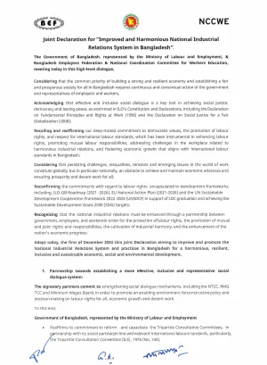 Image of the Joint Declaration on harmonious industrial relations