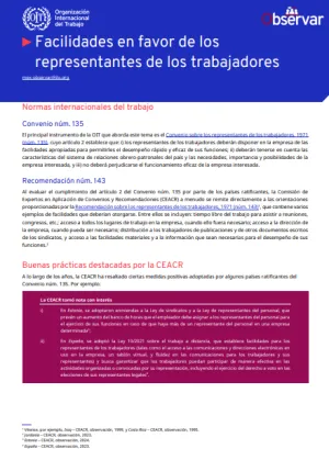 Facilidades en favor de los  representantes de los trabajadores