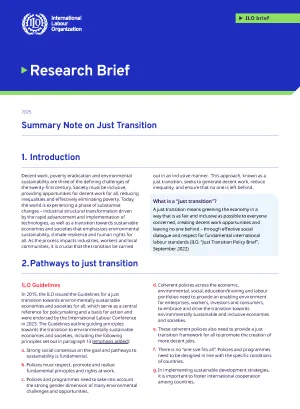 Cover page of research brief_Summary note on just transition