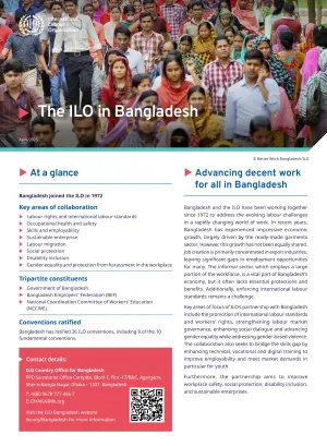 This is the cover page of the ILO in Bangladesh brochure