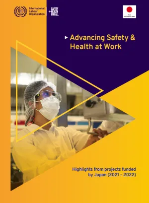 dark blue and yellow cover showing a woman with full PPE