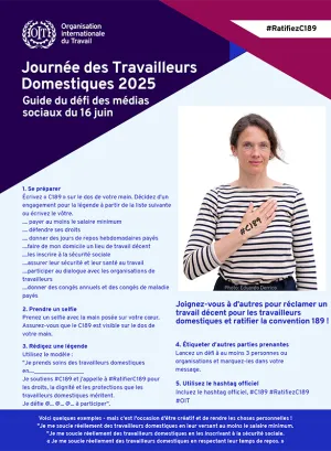Image de couverture du guide en anglais sur les réseaux sociaux pour la Journée des travailleurs domestiques, le 16 juin 2025.