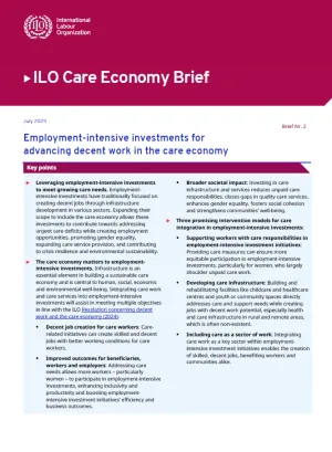 Employment-intensive investments for advancing decent work in the care economy