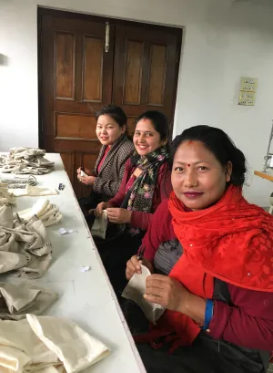 Women workers in garment production. 