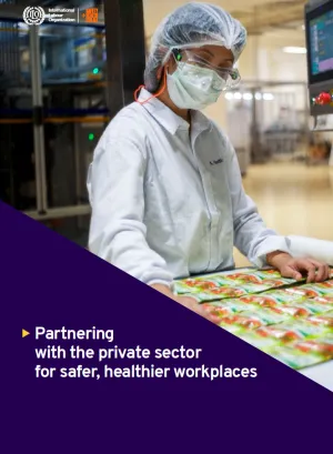 brochure cover partnering with private sector to promote safety and health