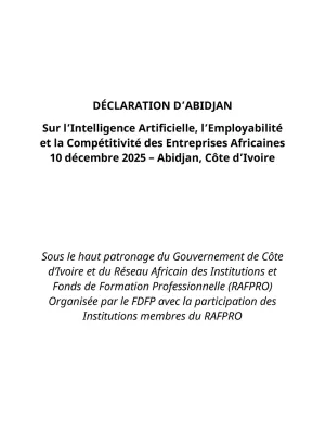 Déclaration d’Abidjan sur l’Intelligence Artificielle, l’Employabilité et la Compétitivité des Entreprises Africaines
