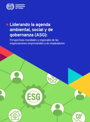 Portada de la publicación con el título, con el símbolo de la tuerca dentada que simboliza la industria y con el acrónimo ASG relativo a los criterios de ambienta, social y gobernanza